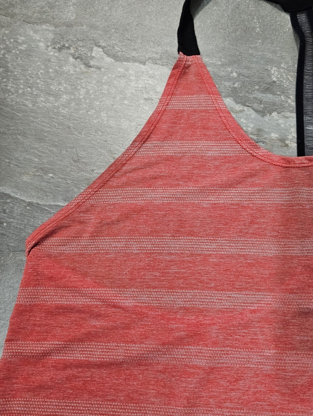 Nike Dri-Fit Tank Top. Heathered Orangy-Red. Light Grey. Black. Stripes. Size L. - Picture 9 of 11